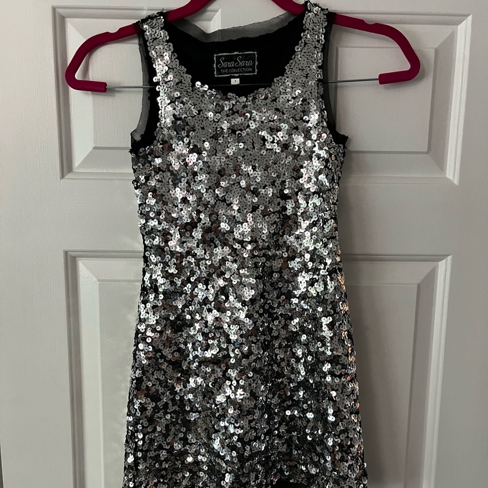 Girls silver sequin dress